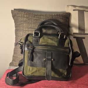 Latico Olive Green and Black Crossbody Bag